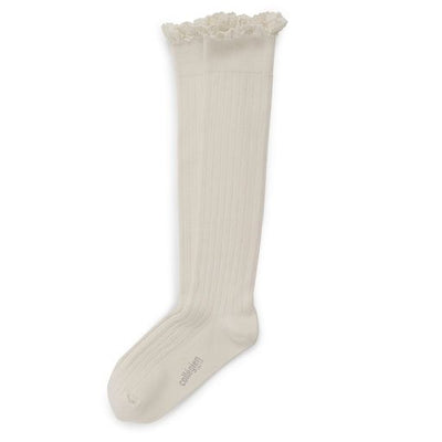 Collegien Josephine Ribbed Lace Trim Knee High Socks/ Doux Agneaux *preorder*