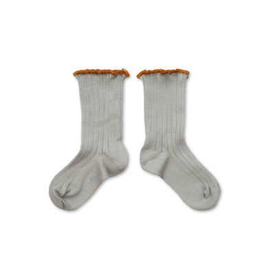 Collegien Delphine Lettuce Trim Ribbed Socks - Gris Perle*preorder*