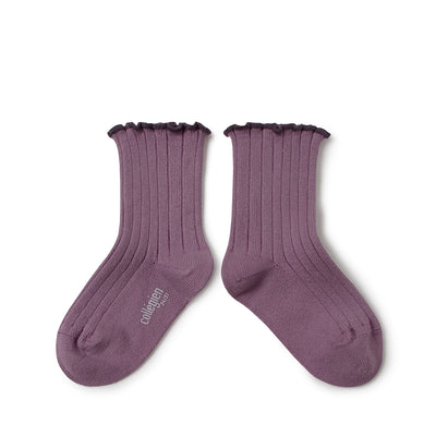 Collegien Delphine Lettuce Trim Ribbed Socks - Glycine du Japon *preorder*