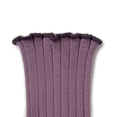 Collegien Delphine Lettuce Trim Ribbed Socks - Glycine du Japon *preorder*