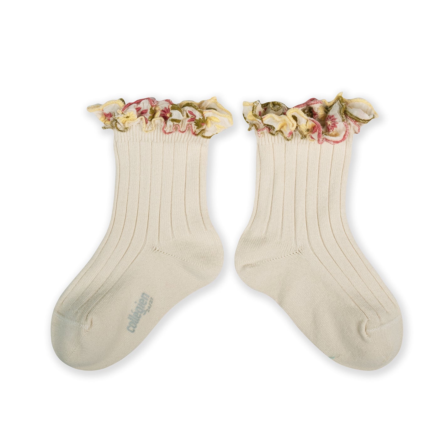 Collegien Anemone Embroider Ruffle Ankle Socks -Doux Agneau *preorder*