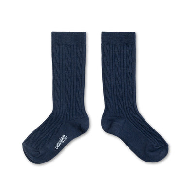 Collegien Alix Cable-Knit Merino Wool Knee-high Socks - Nuit Etoile *Preorder*
