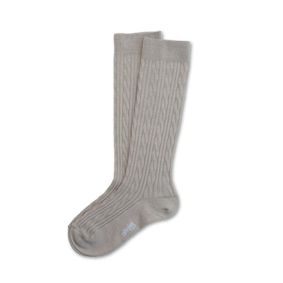 Collegien Alix Cable-Knit Merino Wool Knee-high Socks - Gris Perle *Preorder*