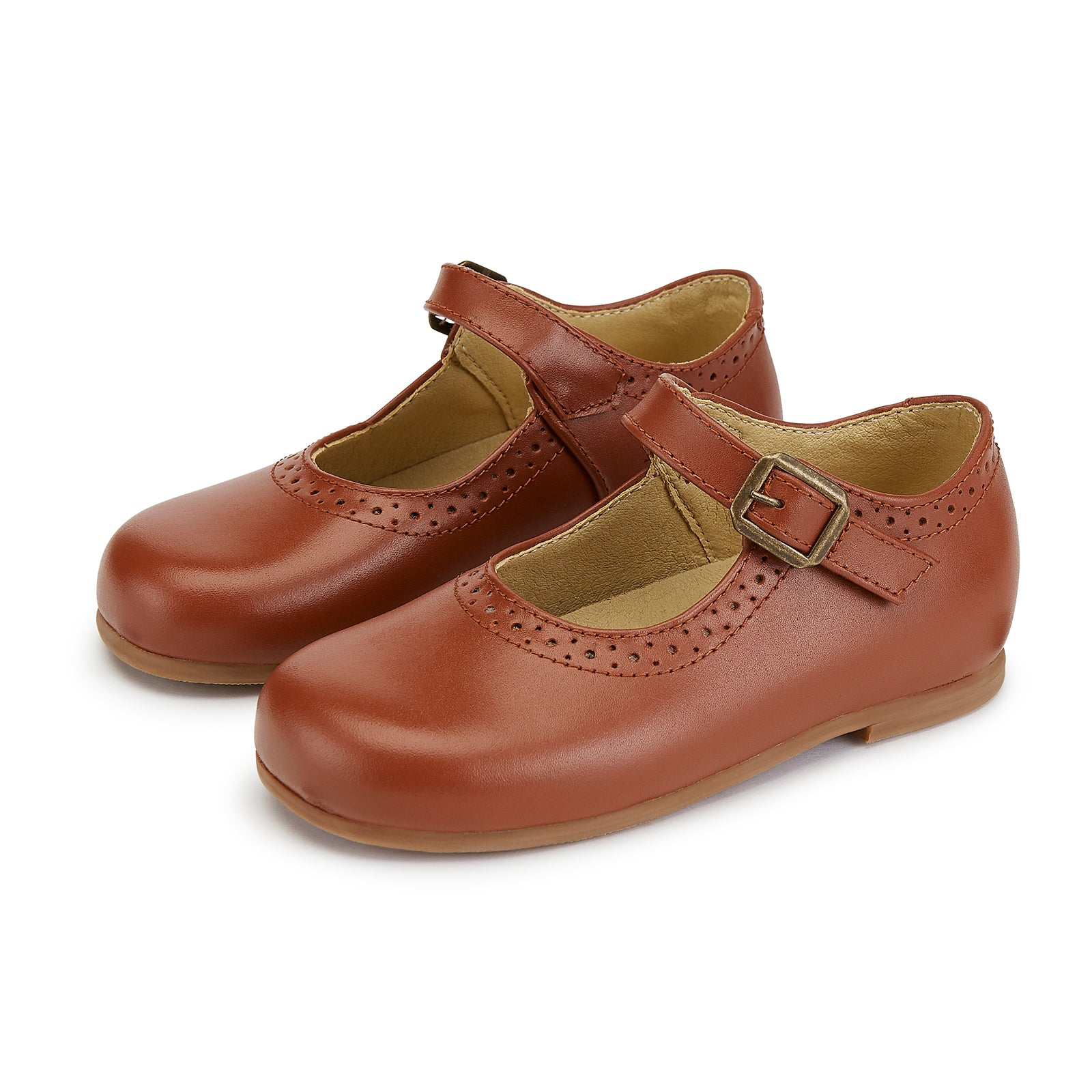 Young Soles Diana Cognac Mary Jane Leather Shoes