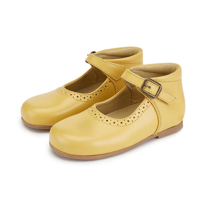 Young Soles Dolly Leather Mary Jane Shoe - Cognac/Vanilla/Red/Yellow