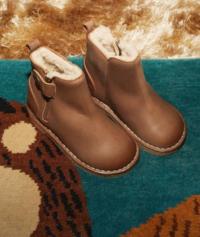 Young Soles Winston Ankle Fur Boots Burnished Tan