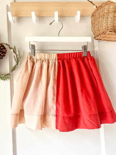 Le Petit Elle Autumn Color-block Suspender Skort