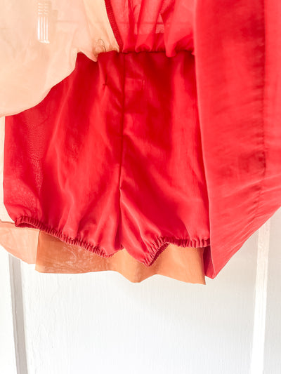 Le Petit Elle Autumn Color-block Suspender Skort