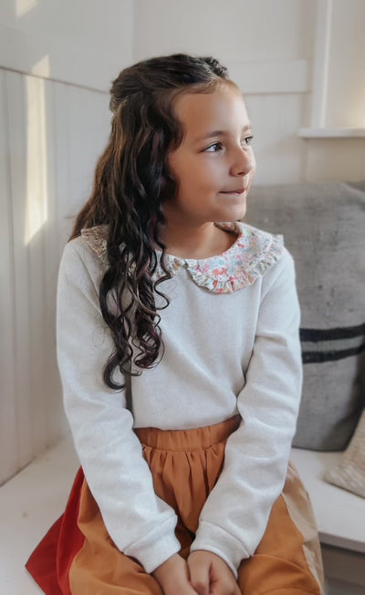 Le Petit Elle Autumn Color-block Suspender Skort