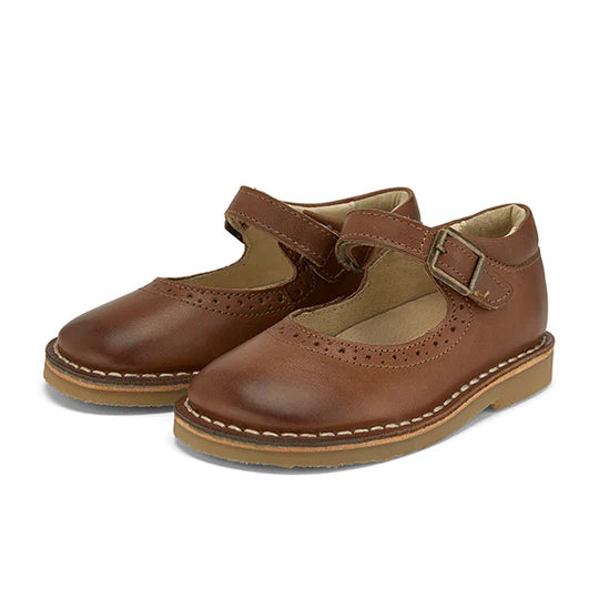 Young Soles Martha Tan Burnished Mary Jane Leather Shoes