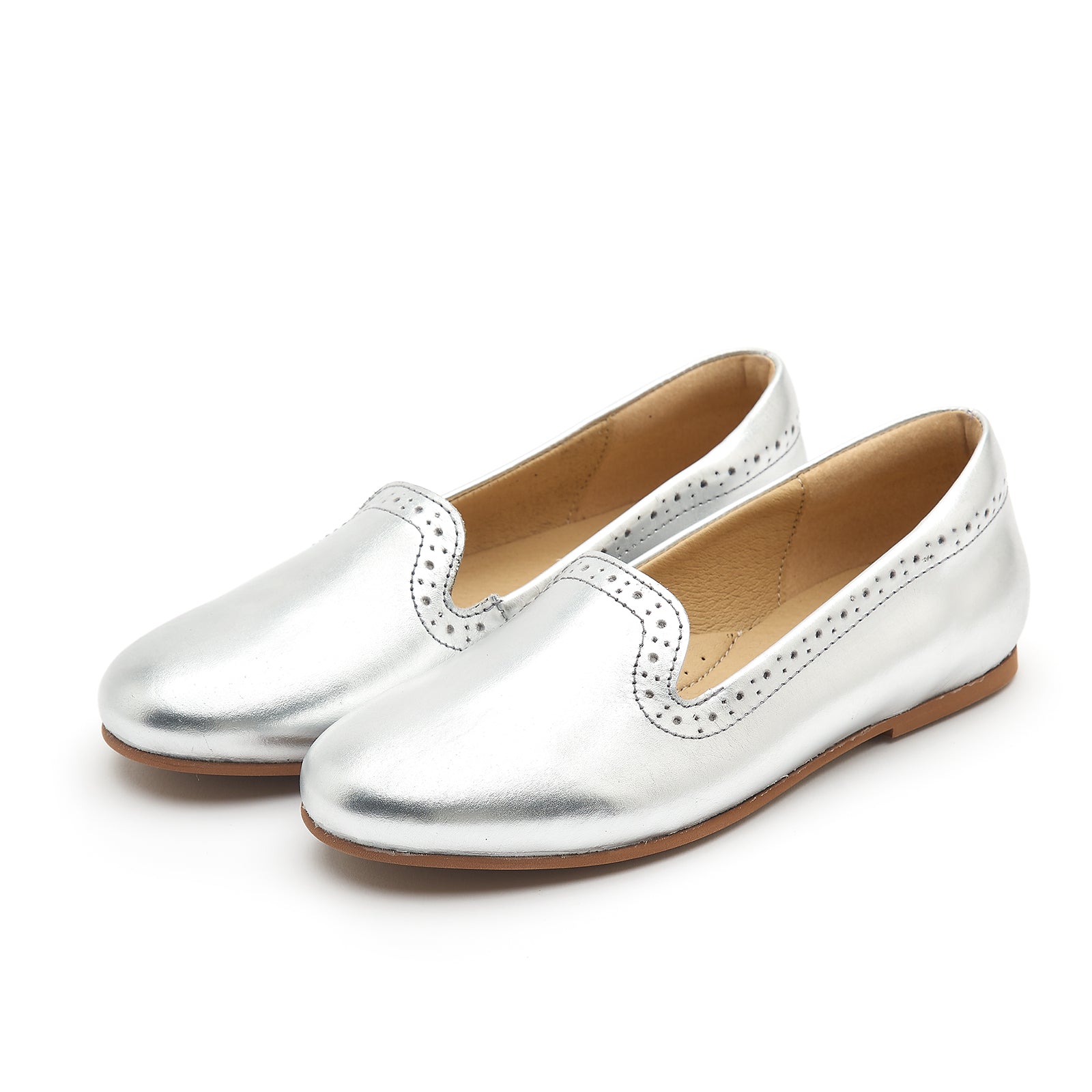 Young Soles Sindy Silver Leather Slipper Shoes