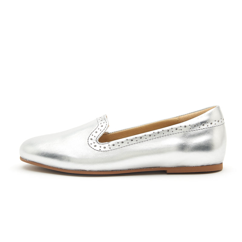 Young Soles Sindy Silver Leather Slipper Shoes
