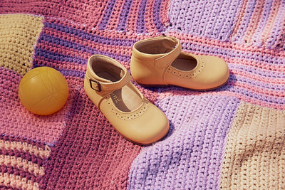 Young Soles Dolly Leather Mary Jane Shoe - Cognac/Vanilla/Red/Yellow