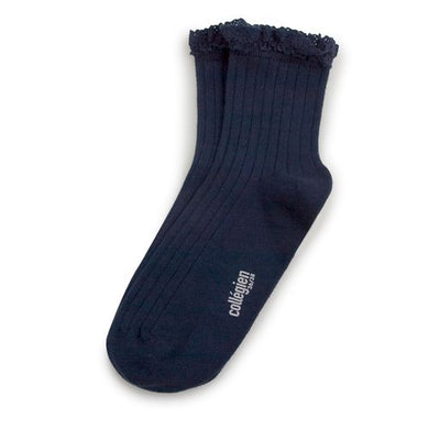 Collegien Lili Ribbed Lace Trim Ankle Socks/ Nuit Etoilée *preorder*