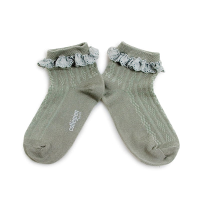 Collegien Marie Pointelle Socks Broderie Anglaise /Aigue Marine *preorder*