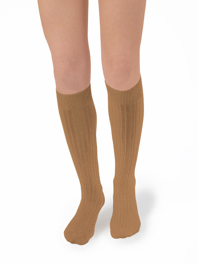 Collegien Ribbed Knee High Socks / Caramel Au Beurre *preorder*