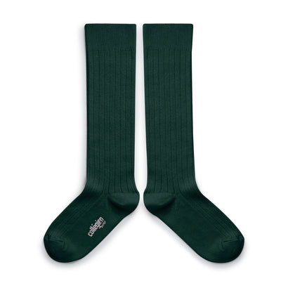 Collegien Ribbed Knee High Socks / Vert Foret *preorder*