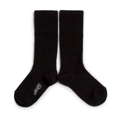 Collegien Pointelle Merino Wool Knee High Socks / Carbon *preorder*