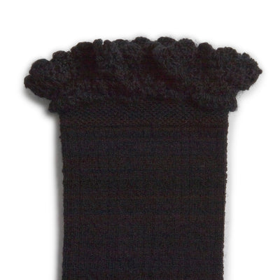 Collegien Pointelle Merino Wool Lace Trim Knee High Socks / Charbon *preorder*