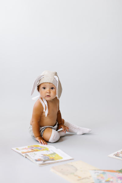 Tortoise and The Hare French Knot Rabbit Bonnet - Le Petit Organic