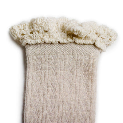 Collegien Pointelle Merino Wool Lace Trim Knee High Socks / Doux Agneaux *preorder*