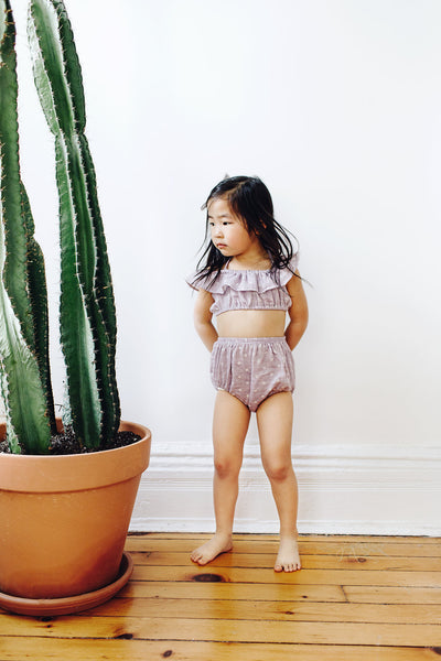 Le Petit Elle Ryliegh Bikini Sunsuit / Purple dots - Le Petit Organic