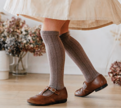 Collegien Pointelle Merino Wool Knee High Socks / Vieux Rose *preorder*