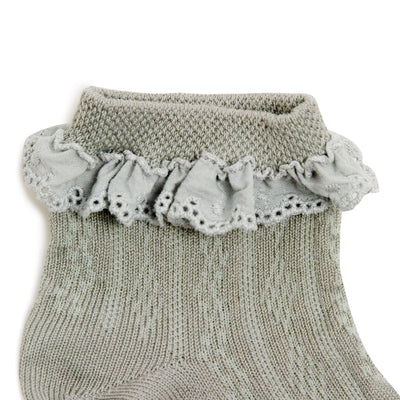 Collegien Marie Pointelle Socks Broderie Anglaise /Aigue Marine *preorder*