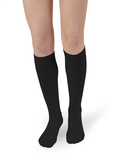 Collegien Ribbed Knee High Socks / Noir De Charbon *preorder*