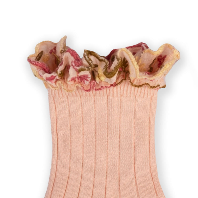Collegien Anemone Embroider Ruffle Ankle Socks - Sorbet *preorder*