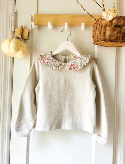 Le Petit Elle Penelope Heather Grey Sweater Top - Hello Kitty Collar