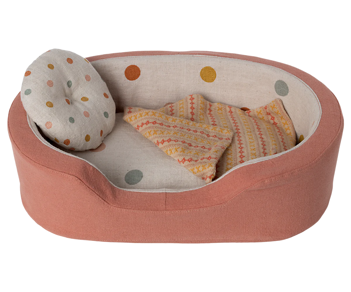 Maileg Dog basket - Coral