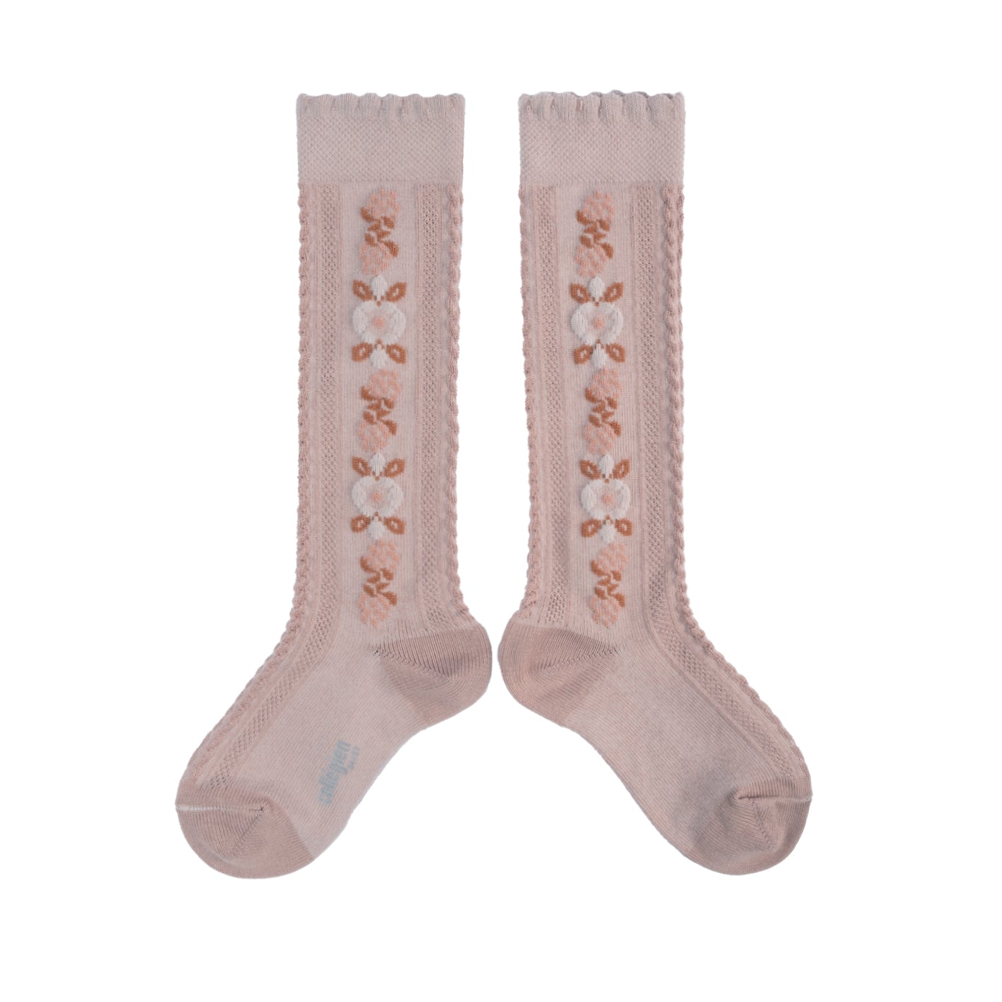 Collegien Dalia Jacquard Flower Knee High Socks -Vieux Rose *preorder*