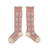 Collegien Cerise Jacquard Cherries and Bows Knee-high Socks - Vieux Rose *Preorder*