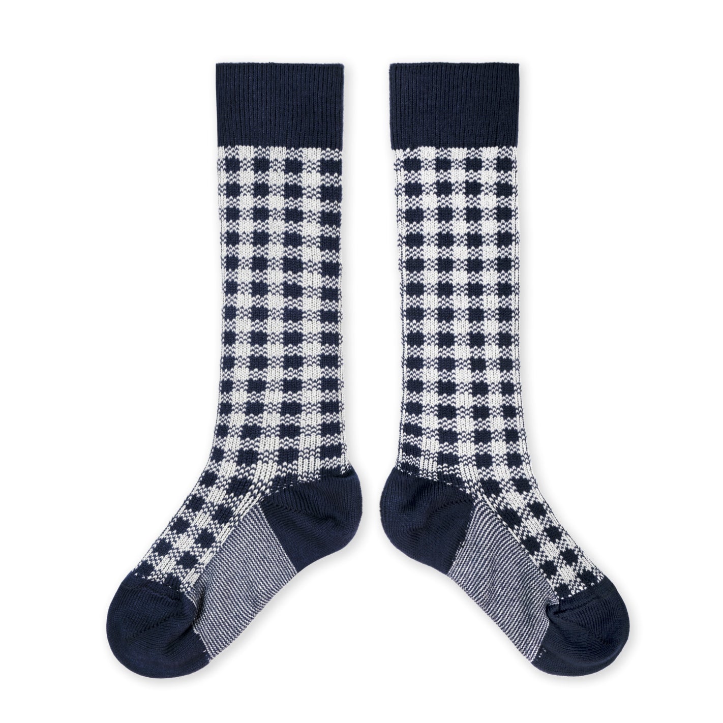 Collegien Claude Gingham Knee High Socks - Nuit *preorder*