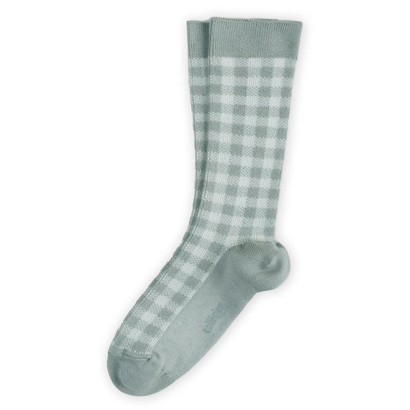 Collegien Claude Gingham Knee High Socks - Aigue Marine *preorder*