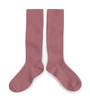 Collegien Ribbed Knee High Socks / Raisin Rose *preorder*