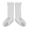 Collegien Manon Ribbed Tulle Trim Knee High Socks / Blanc *preorder*