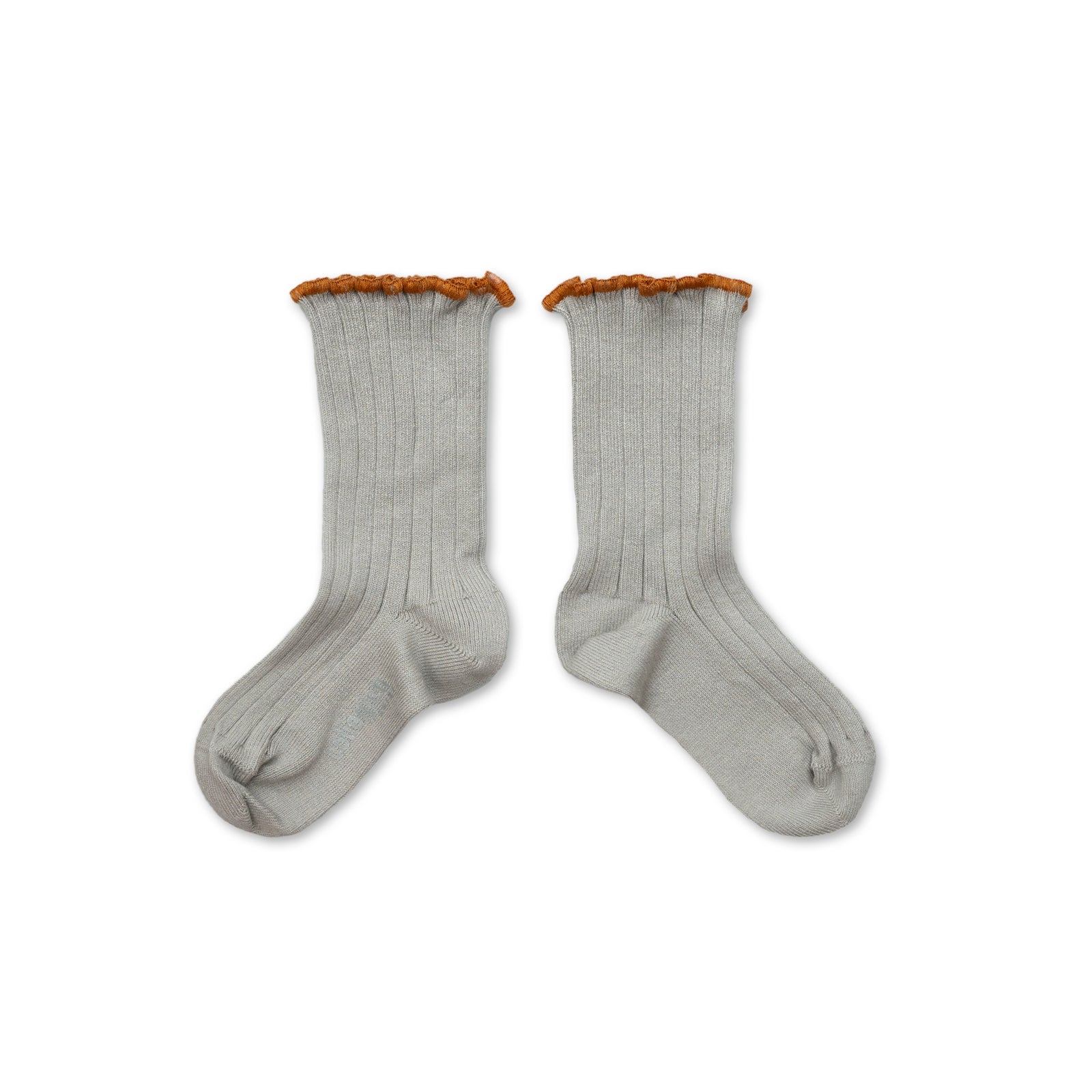 Collegien Delphine Lettuce Trim Ribbed Socks - Gris Perle*preorder*
