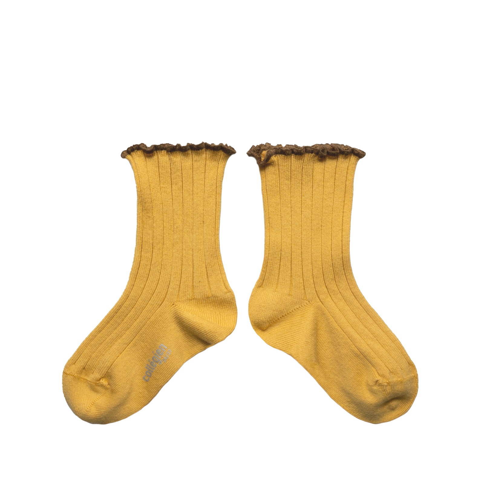 Collegien Delphine Lettuce Trim Ribbed Socks - Camomille *preorder*