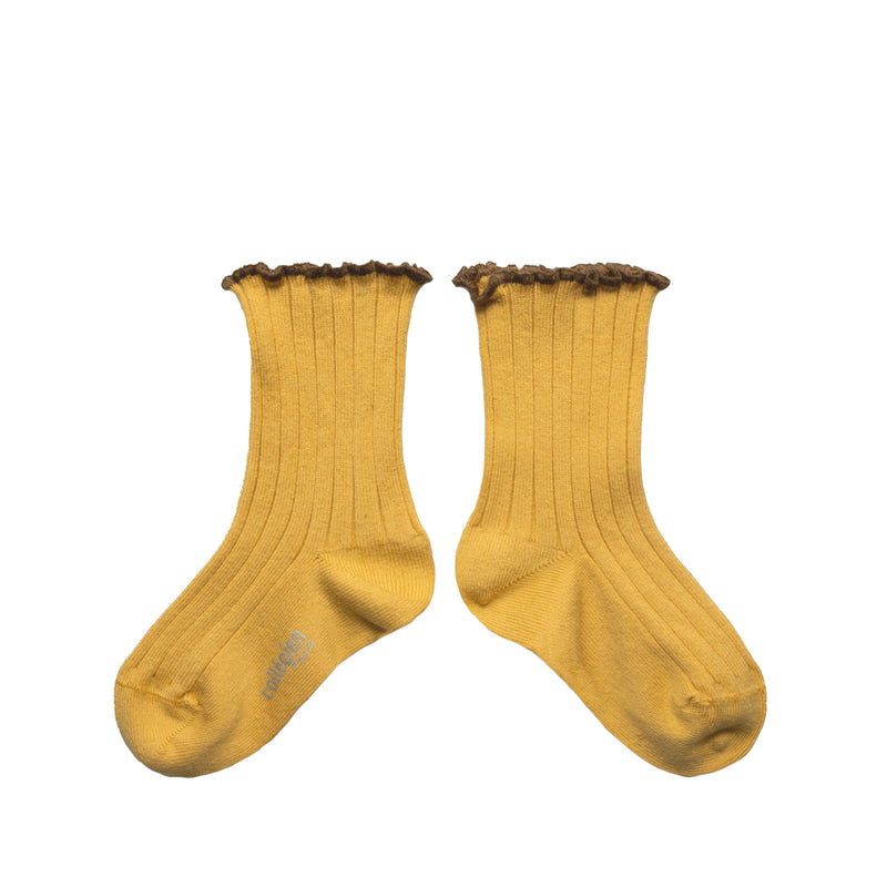 Collegien Delphine Lettuce Trim Ribbed Socks - Camomille *preorder*