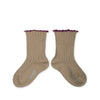 Collegien Delphine Lettuce Trim Ribbed Socks - Petite Taupe