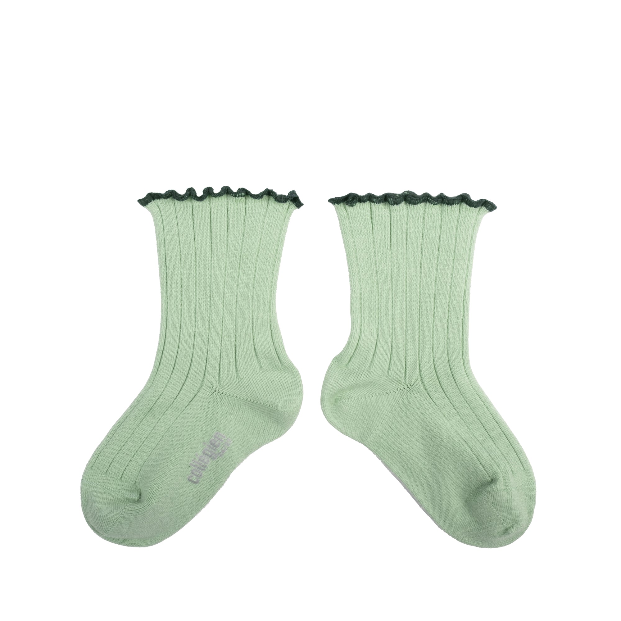 Collegien Delphine Lettuce Trim Ribbed Socks - Verveine *preorder*