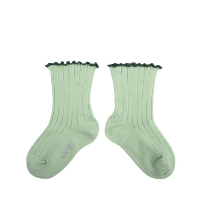 Collegien Delphine Lettuce Trim Ribbed Socks - Verveine