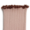 Collegien Delphine Lettuce Trim Ribbed Socks -  Vieux Rose *preorder*