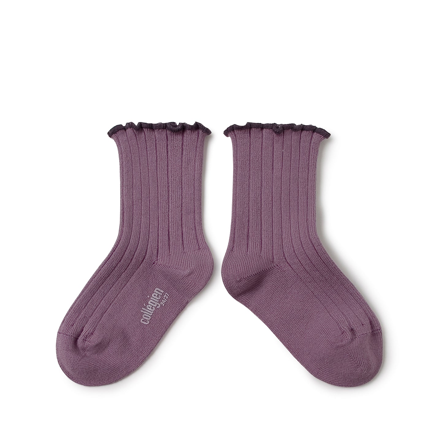 Collegien Delphine Lettuce Trim Ribbed Socks - Glycine du Japon *preorder*