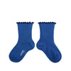Collegien Delphine Lettuce Trim Ribbed Socks - Bleu *preorder*