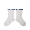 Collegien Delphine Lettuce Trim Ribbed Socks - Blanc *preorder*