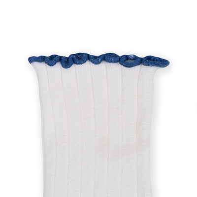 Collegien Delphine Lettuce Trim Ribbed Socks - Blanc *preorder*