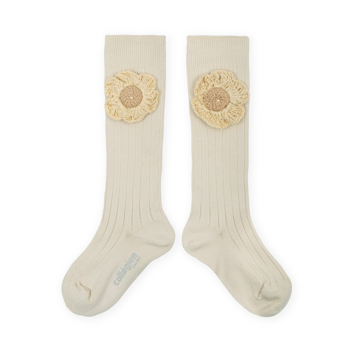 Collegien Fleur Knee High Ribbed Socks - Doux Agneaux *preorder*